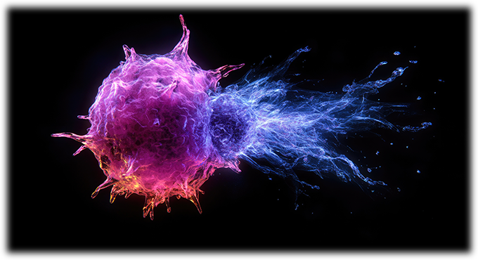 A Natural Killer Cell (blue) Attacking a Cancer Cell